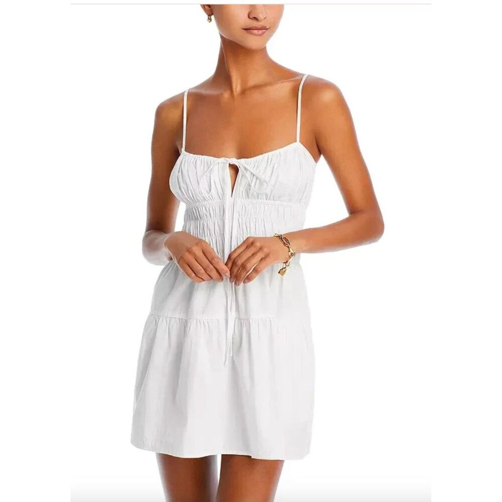 Ciao Lucia Caserto Dress White Cotton Milkmaid Tie Size XL $345 - Picture 3 of 7